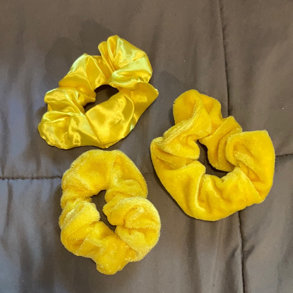 3 pcs yellow scrunchies